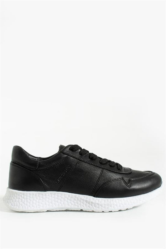 Baley Genuine Leather Black and White Bosphorus Men's Sports Shoes