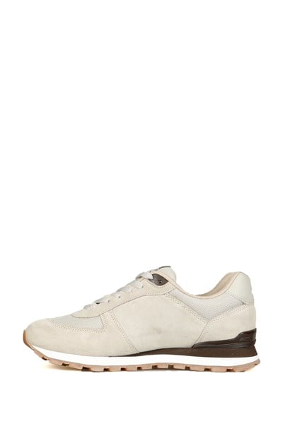 Peru Real Leather Bej Akel Coffee Men's Athletic Shoes