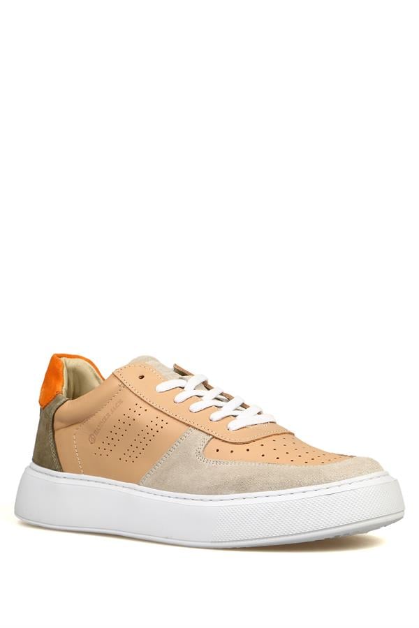 Real Leather Beige Men's Shoes