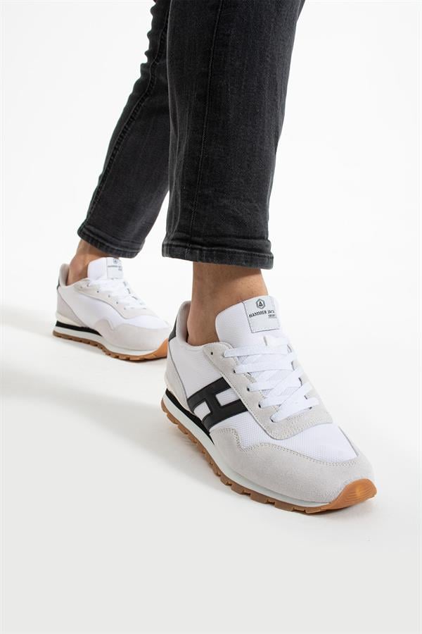 Belarus Genuine Leather White and Black Men's Sports Shoes