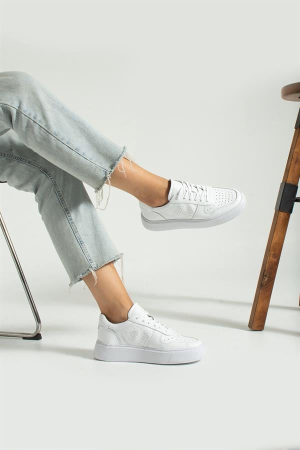 Real Leather White Women's Shoes