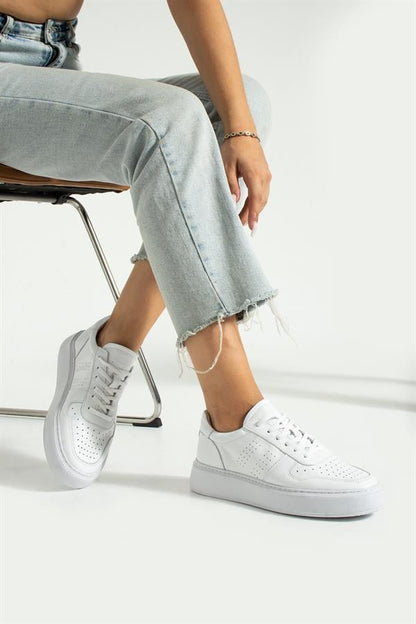 Real Leather White Women's Shoes