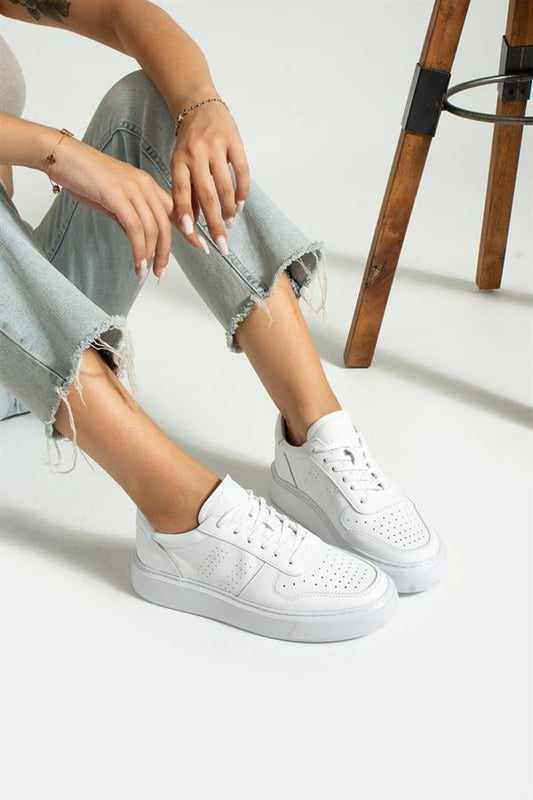 Real Leather White Women's Shoes