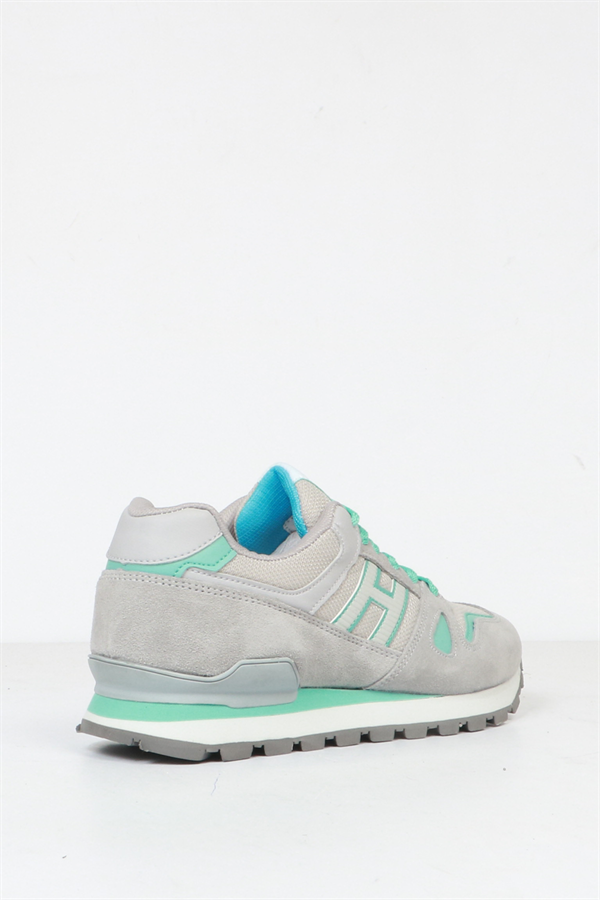 Dominic Genuine Leather Grey Turquoise Women's Sports Shoes