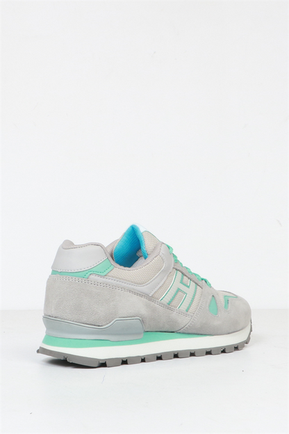 Dominic Genuine Leather Grey Turquoise Women's Sports Shoes