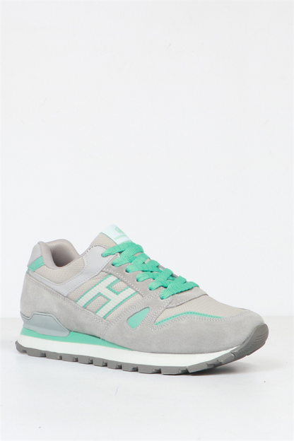 Dominic Genuine Leather Grey Turquoise Women's Sports Shoes