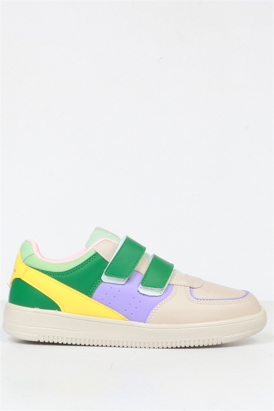 Cuzco Genuine Leather Beige Green Women's Athletic Shoes