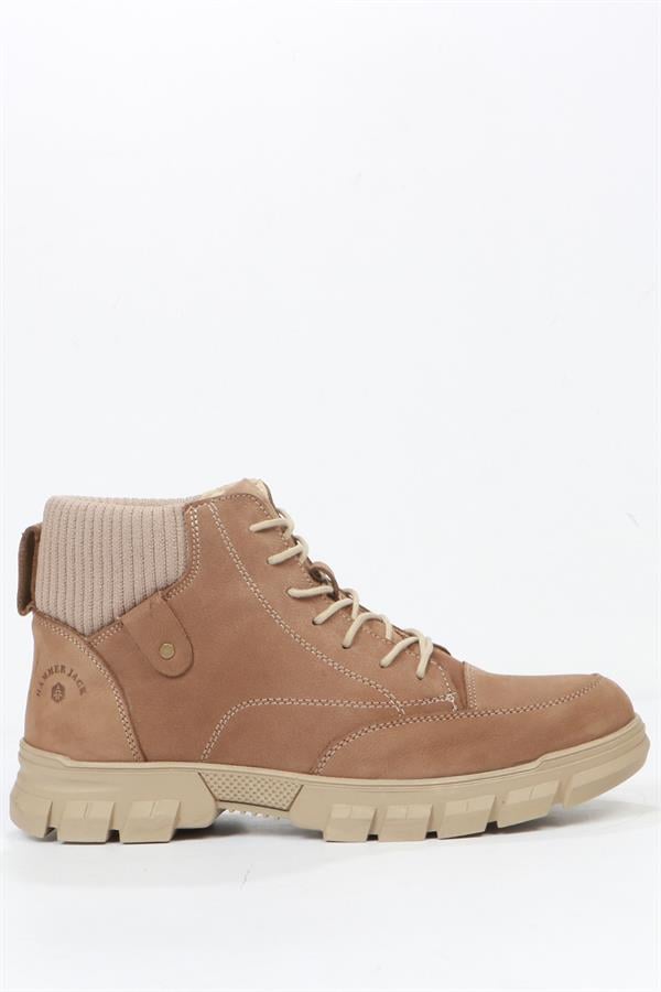 Genuine Leather Beige Outdoor Men's Boots