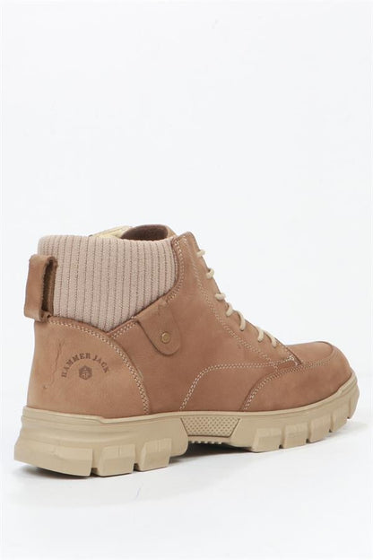 Genuine Leather Beige Outdoor Men's Boots