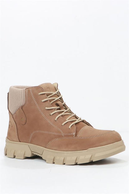 Genuine Leather Beige Outdoor Men's Boots