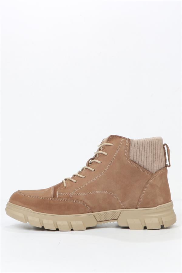 Genuine Leather Beige Outdoor Men's Boots