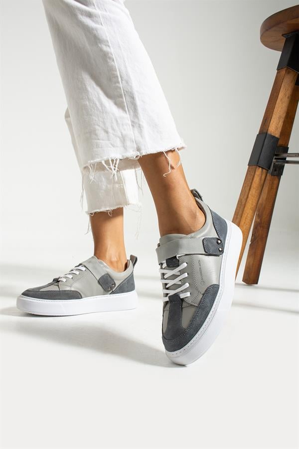 Genuine Leather Grey Women's Shoes
