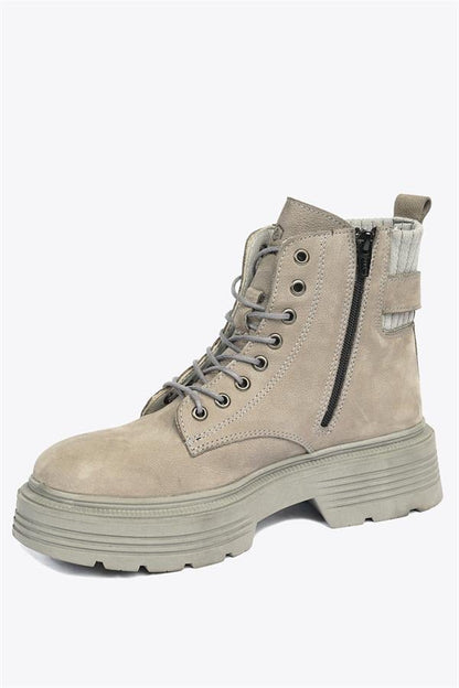Carmen Genuine Leather Grey Outdoor Female Boots