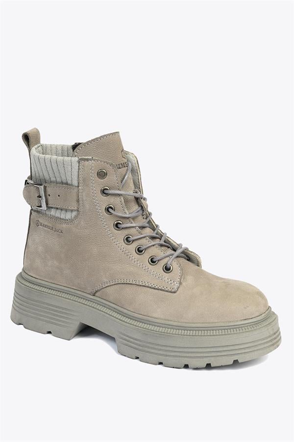 Carmen Genuine Leather Grey Outdoor Female Boots