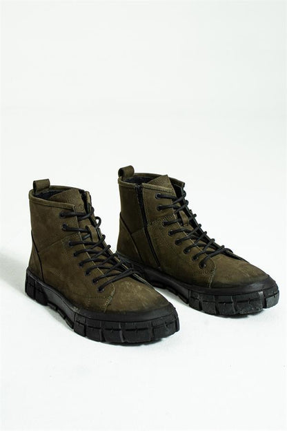 Sharon Genuine Leather Khaki Men's Boots
