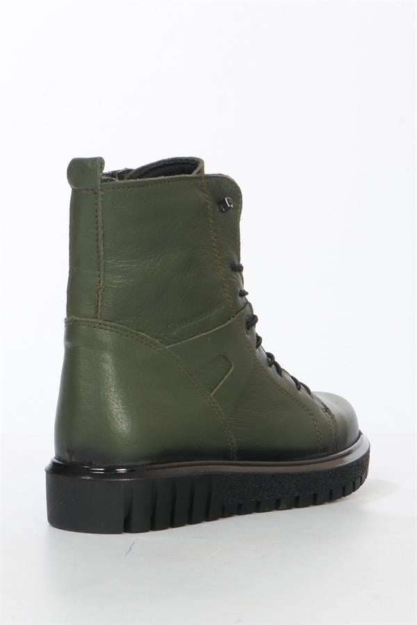 Real Leather Khaki Women's Boots