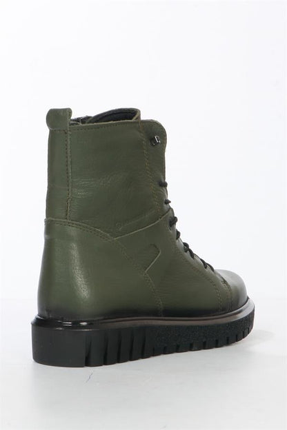 Real Leather Khaki Women's Boots