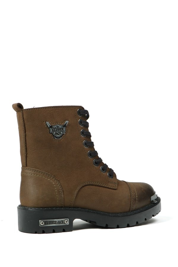 Khaki Genuine Leather Children's Boots