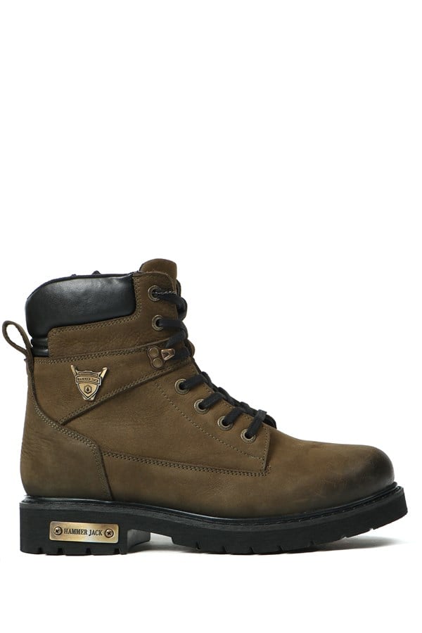Genuine Leather Khaki Men's Boots