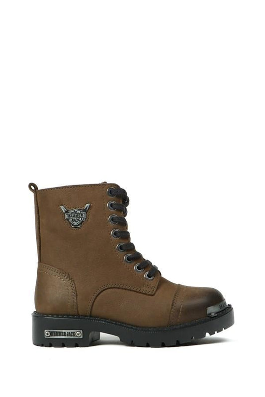 Khaki Genuine Leather Children's Boots