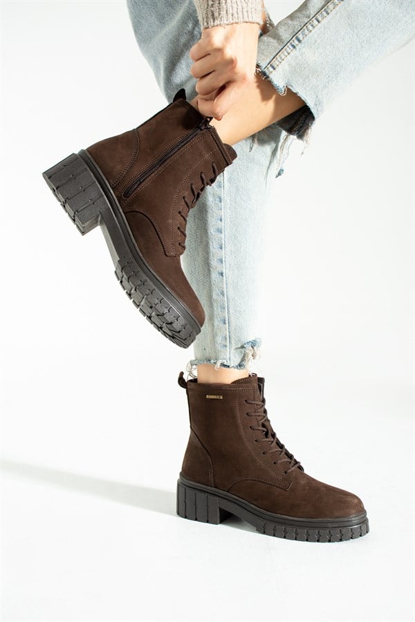 Argun Genuine Leather Coffee  Women's Boots