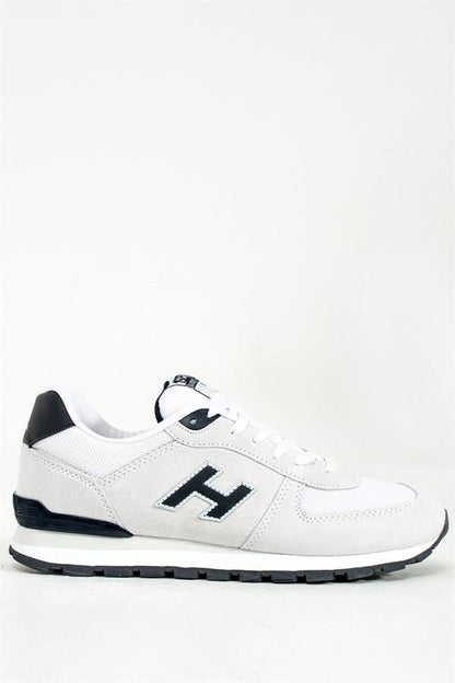 Peruvian True Leather Dirty White And Navy Men's Sports Shoes
