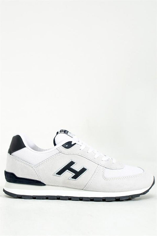 Peruvian True Leather Dirty White And Navy Men's Sports Shoes