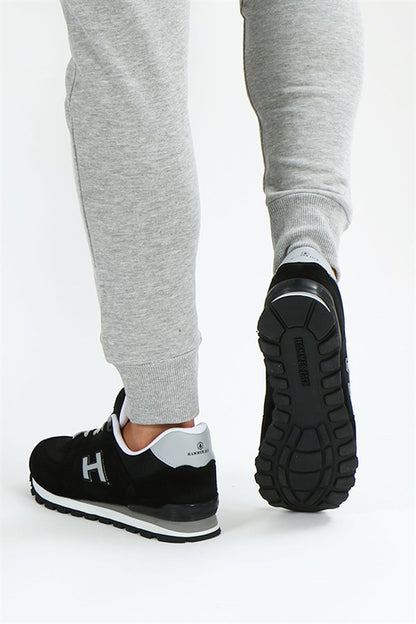 Peruvian Leather Black And Grey Men's Sports Shoes