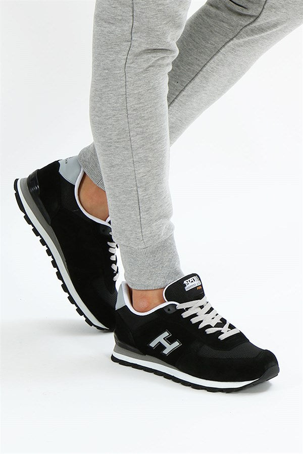 Peruvian Leather Black And Grey Men's Sports Shoes