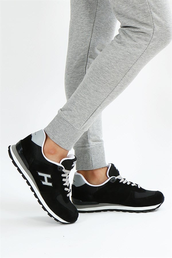 Peruvian Leather Black And Grey Men's Sports Shoes