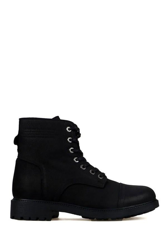 Real Leather Black  Men's Boots