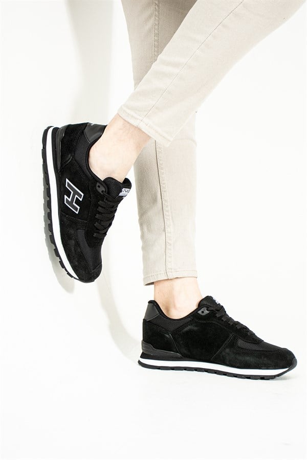 Peruvian Leather Black Men's Athletic Shoes