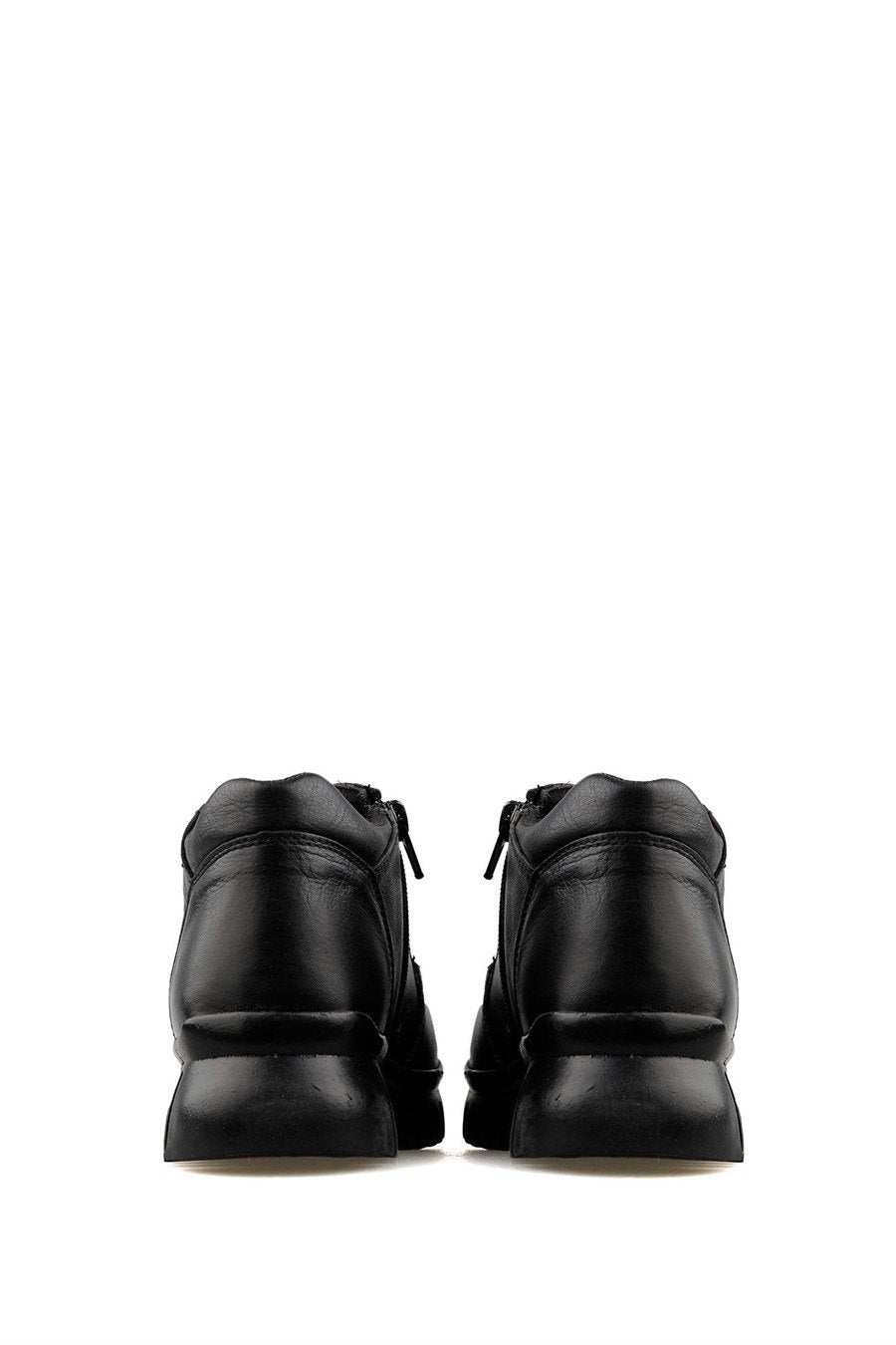 Genuine Leather Black Foldable Women's Boots