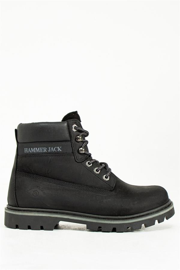 Genuine Leather Black Stick Men's Boots