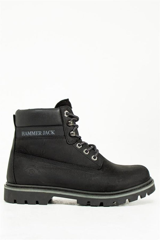 Genuine Leather Black Stick Men's Boots
