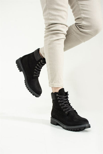 Genuine Leather Black Stick Men's Boots