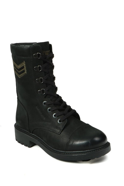 Real Leather Black  Women's Boots