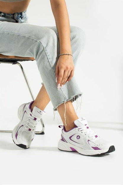 Songa White Purple Women's Sports Shoes