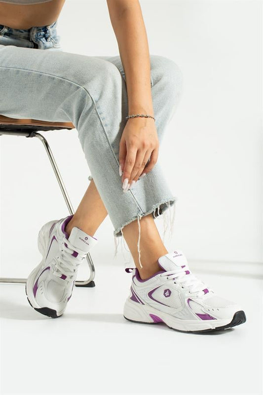 Songa White Purple Women's Sports Shoes