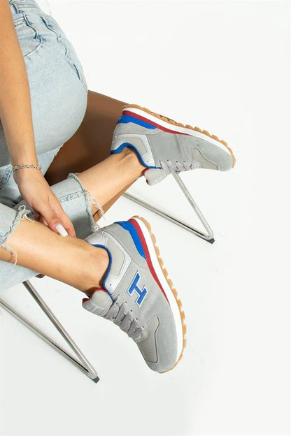 Genuine Leather Grey Women's Sports Shoes