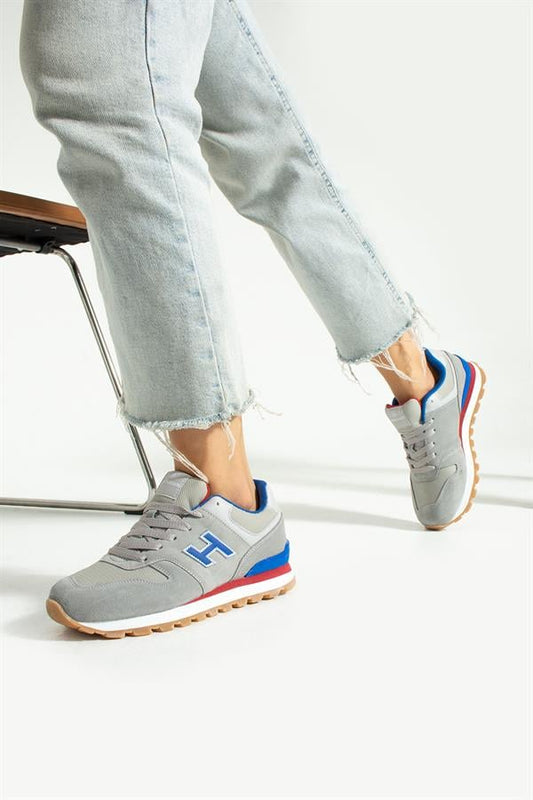 Genuine Leather Grey Women's Sports Shoes