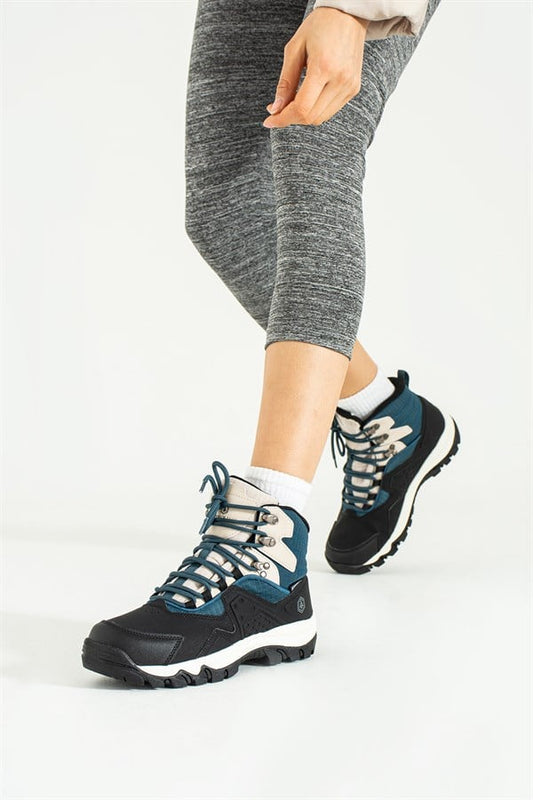 Waterproof Black and Blue Outdoor Women's Boots