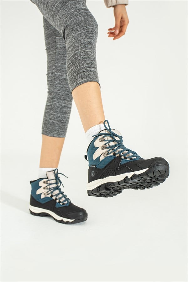 Waterproof Black and Blue Outdoor Women's Boots