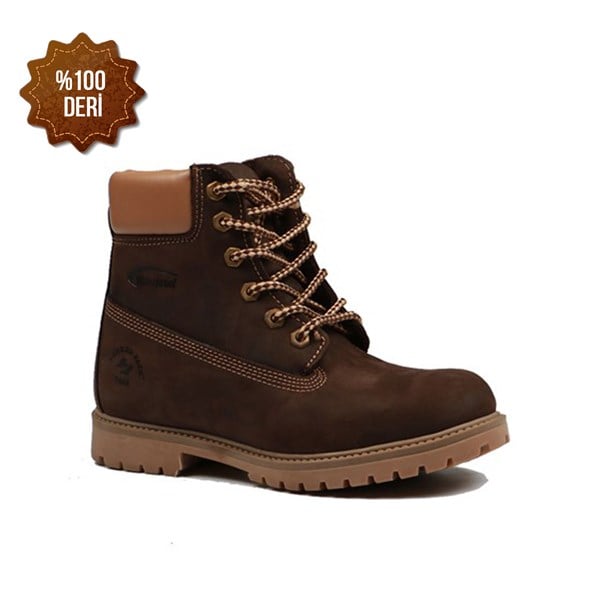 Genuine Leather Coffee Women's Boots