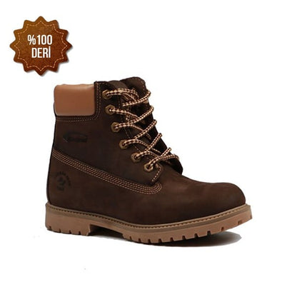 Genuine Leather Coffee Women's Boots