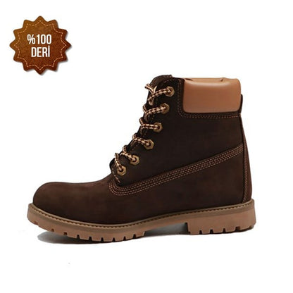 Genuine Leather Coffee Women's Boots