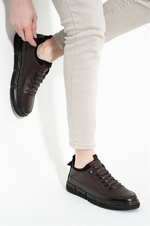 Leather Coffee Men's Shoes