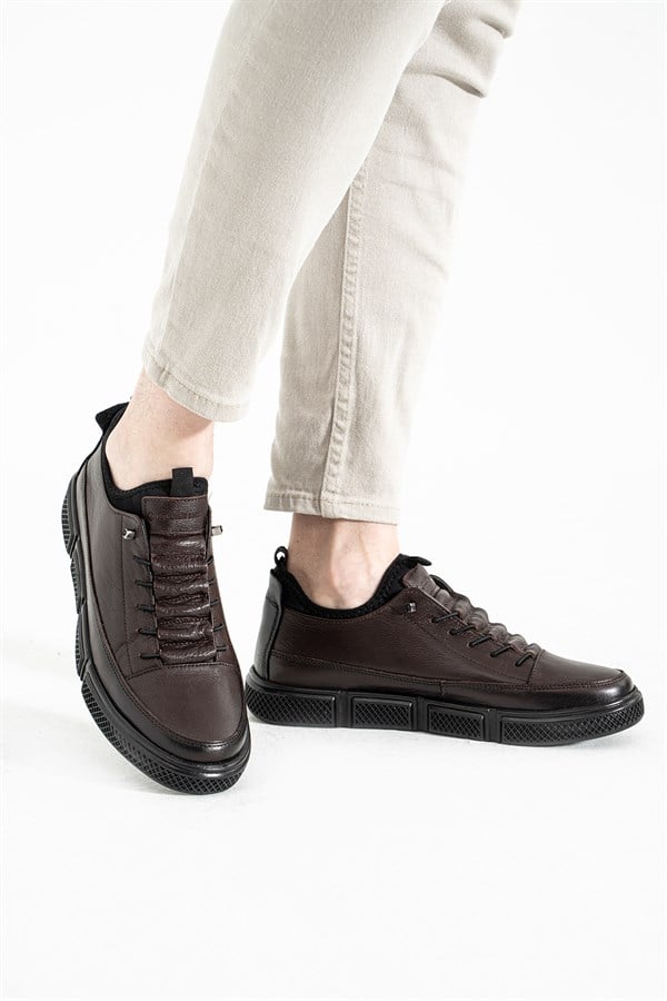 Leather Coffee Men's Shoes
