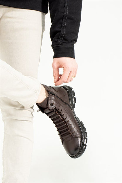 Genuine Leather Coffee Outdoor Men's Boots