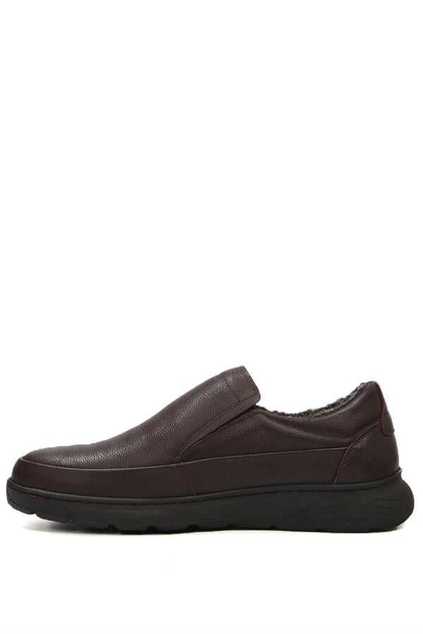 True Leather Furry Brown Men's Shoes